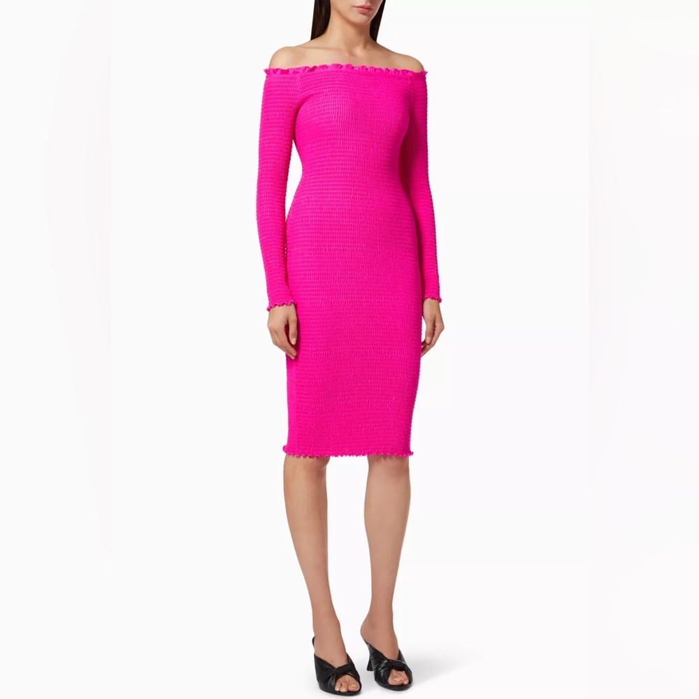 Balenciaga Smocked Hot Pink, Midi Dress. EUC size 40